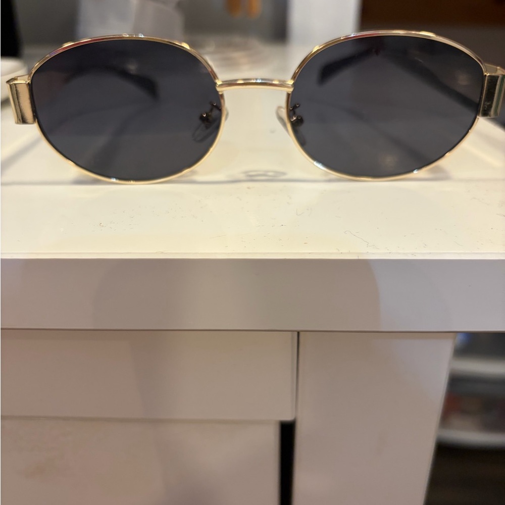 Gold Frame Sunglasses with Black Lenses